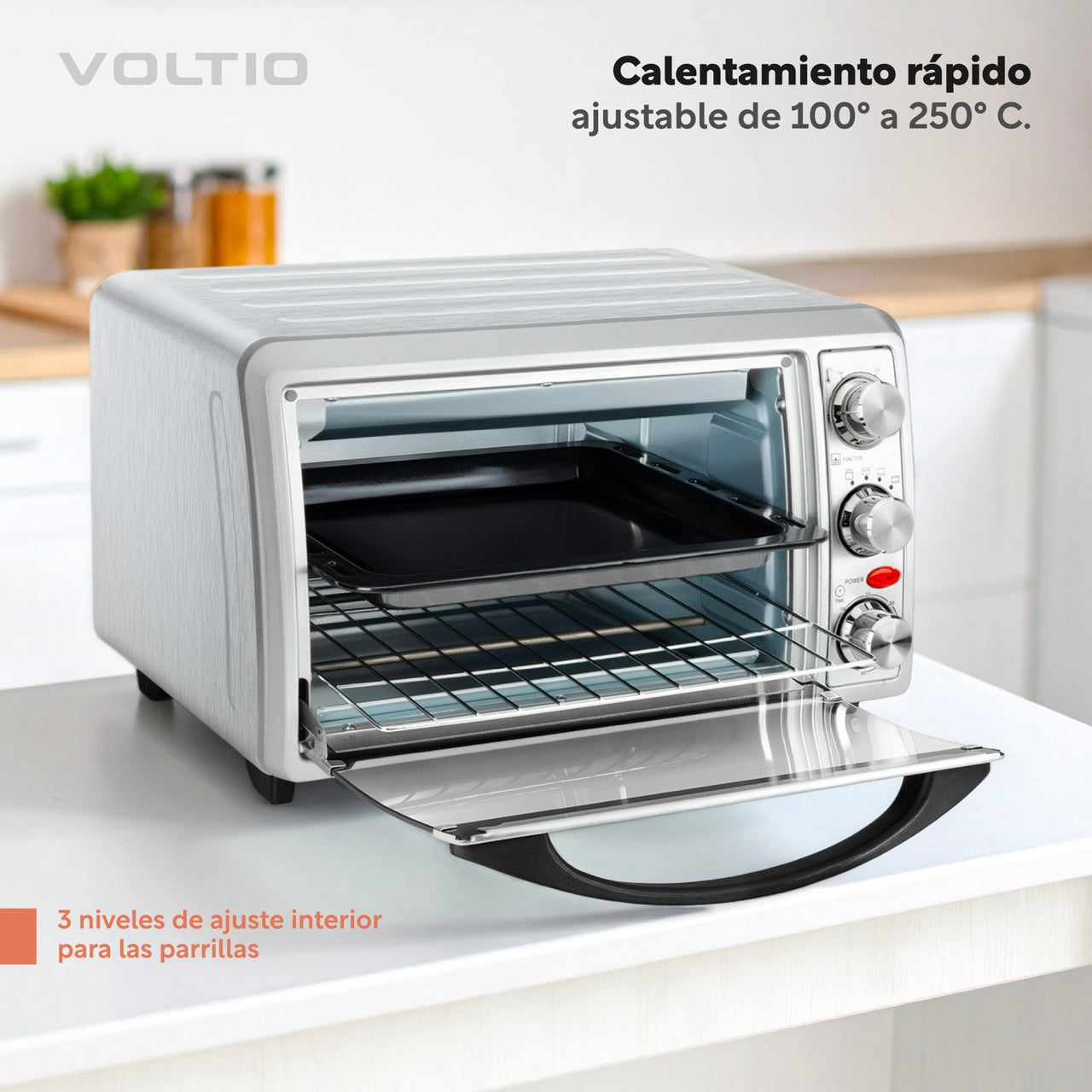 Horno Eléctrico Tostador 24 Lt De Mesa 1500 W Acero Inox