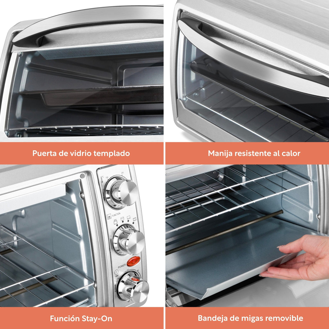 Horno Eléctrico Tostador 24 Lt De Mesa 1500 W Acero Inox
