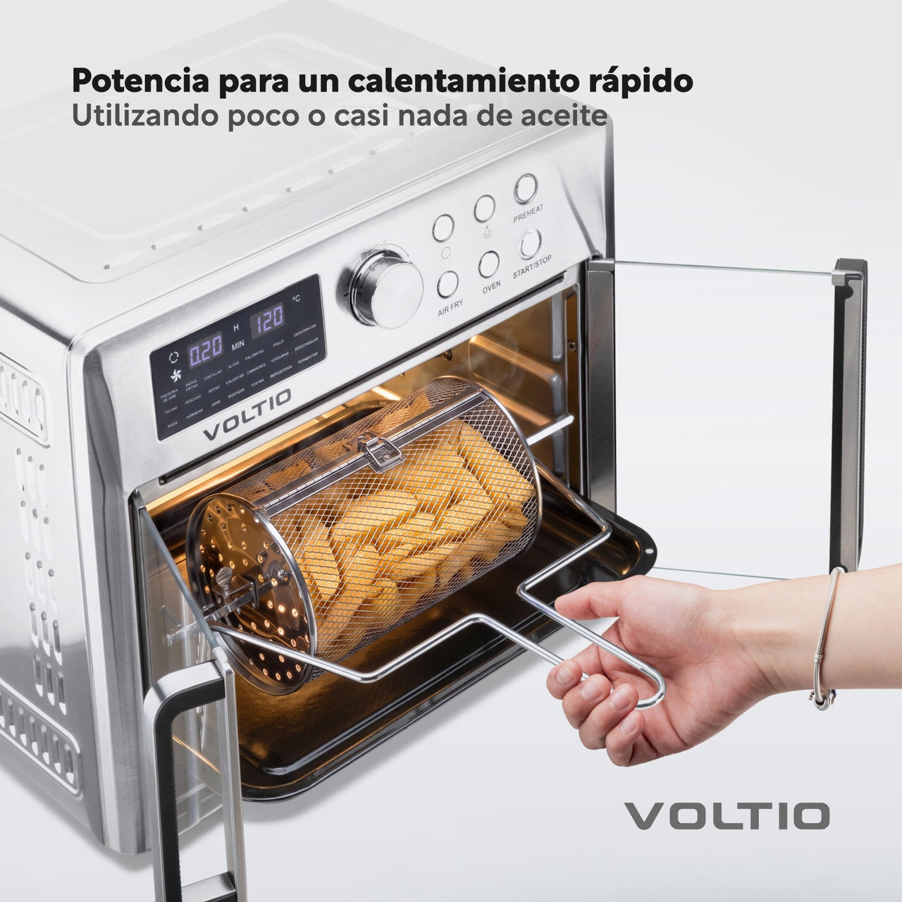 Horno Freidora de Aire 25L Rostizador Puerta Francesa