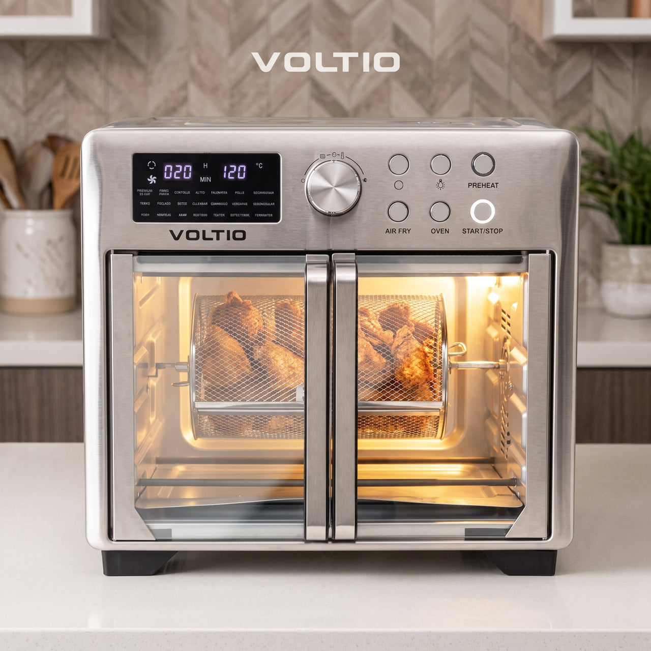 Horno Freidora de Aire 25L Rostizador Puerta Francesa