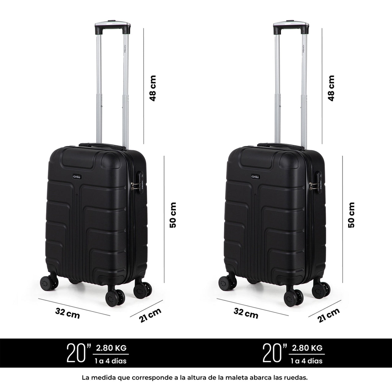 Juego 2 Maletas Rumbo 20” Carry On 10 kg Ligeras con Candado