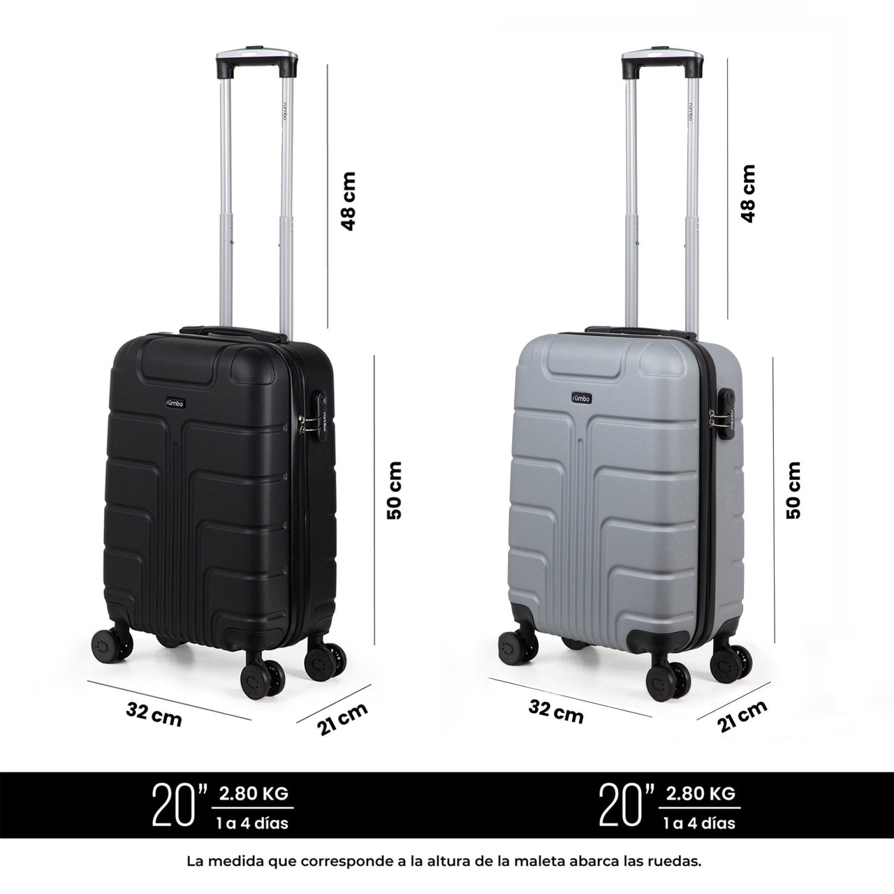 Juego 2 Maletas Rumbo 20” Carry On 10 kg Ligeras con Candado