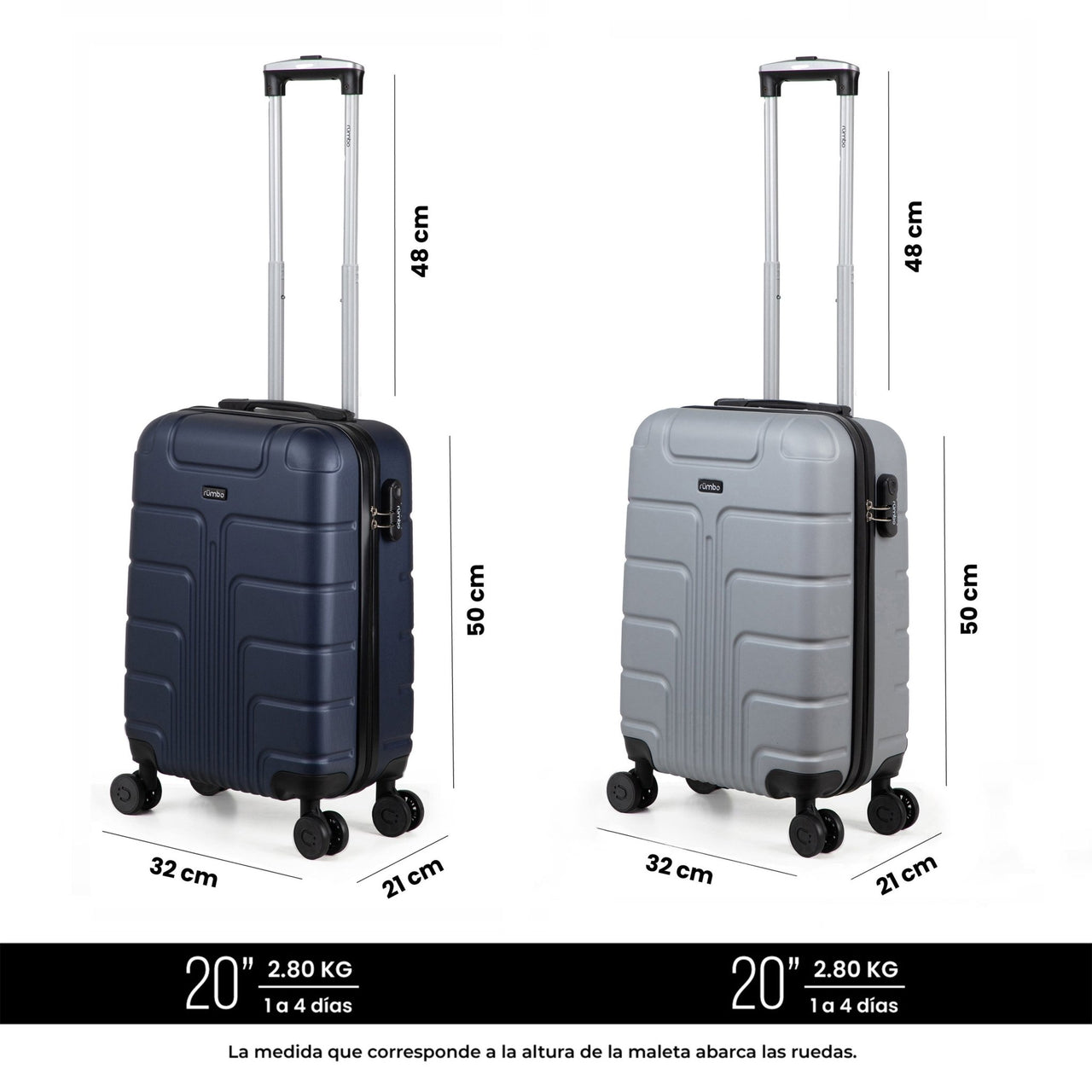Juego 2 Maletas Rumbo 20” Carry On 10 kg Ligeras con Candado