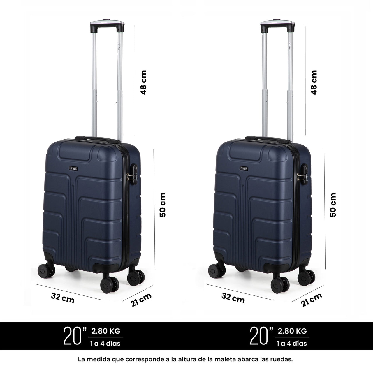 Juego 2 Maletas Rumbo 20” Carry On 10 kg Ligeras con Candado