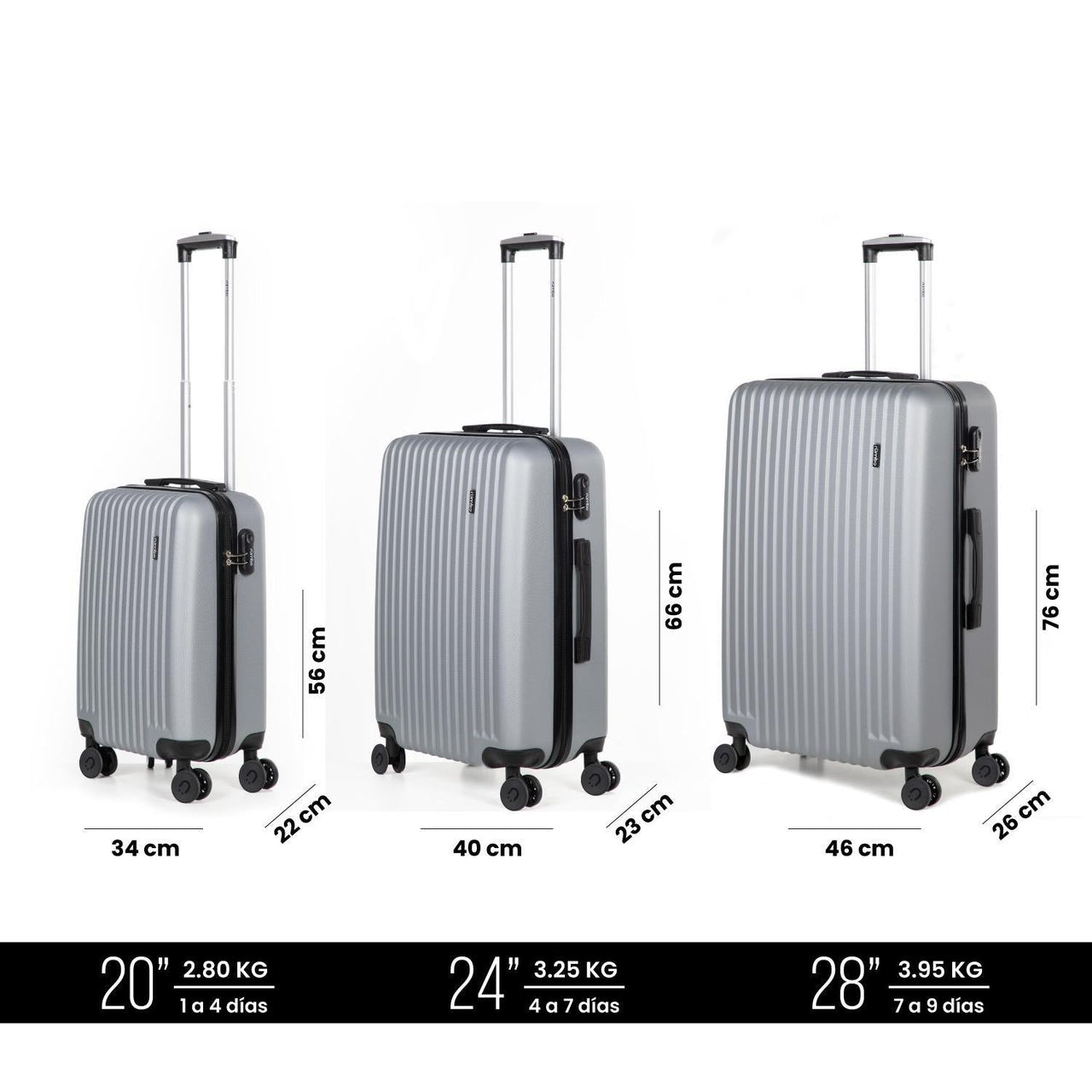 Juego Maletas De Viaje Rigidas Ruedas 360 Bolsas De Viaje