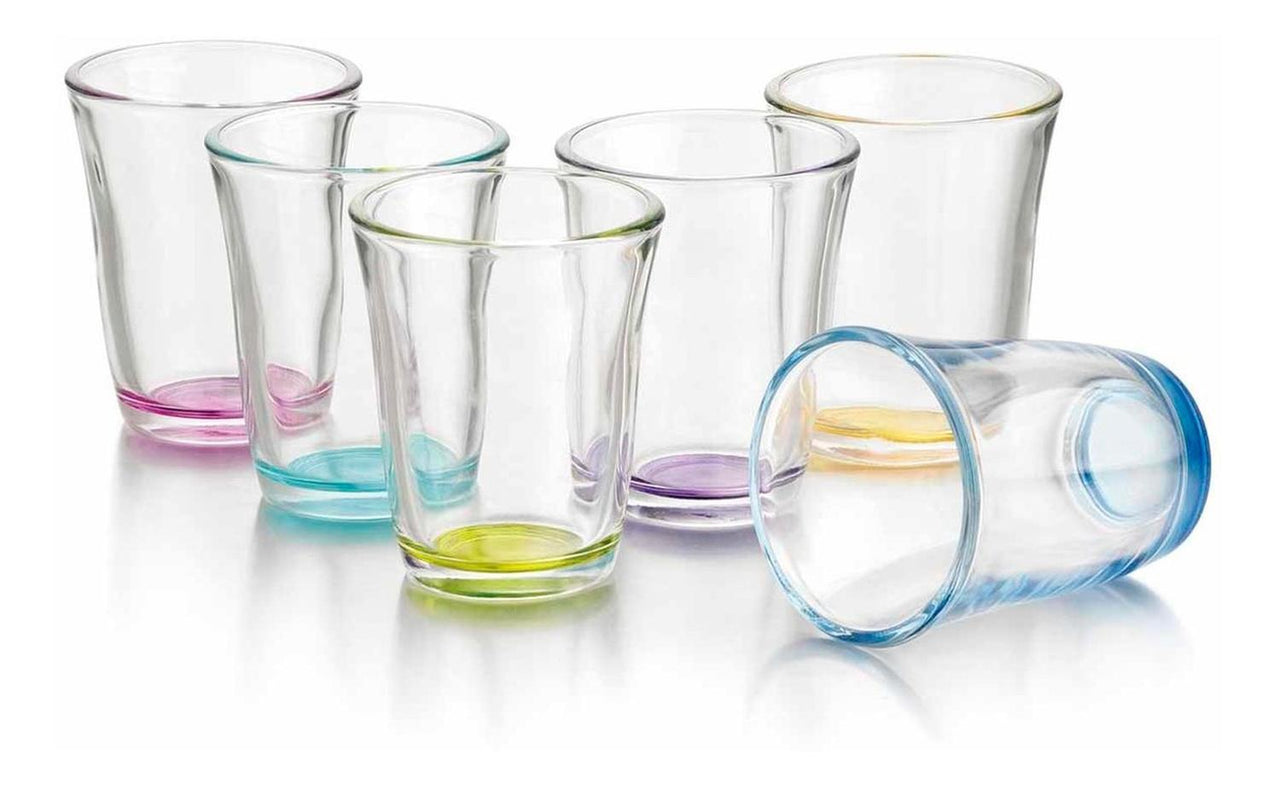 Juego 6 Vasos 254 Ml Vidrio Colores Cocina Hogar Beber Crisa