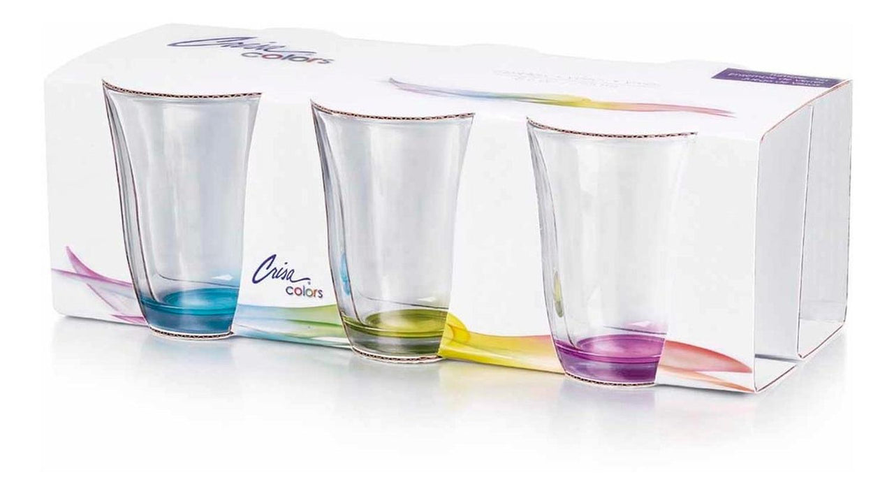 Juego 6 Vasos 254 Ml Vidrio Colores Cocina Hogar Beber Crisa