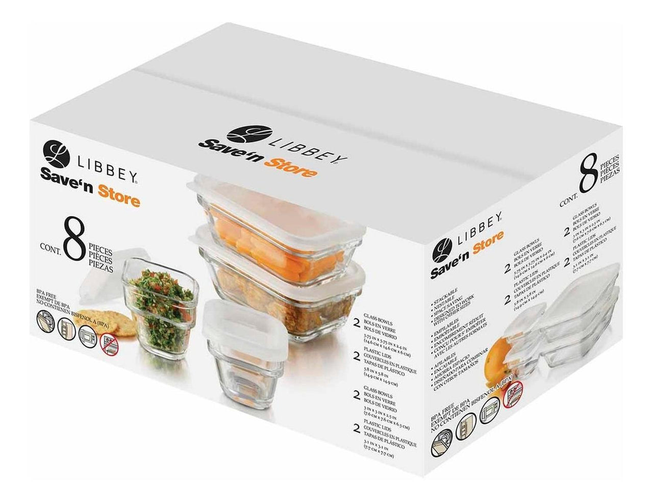 Juego Contenedores Toper Save N Store 8 Pzas Vidrio Libbey