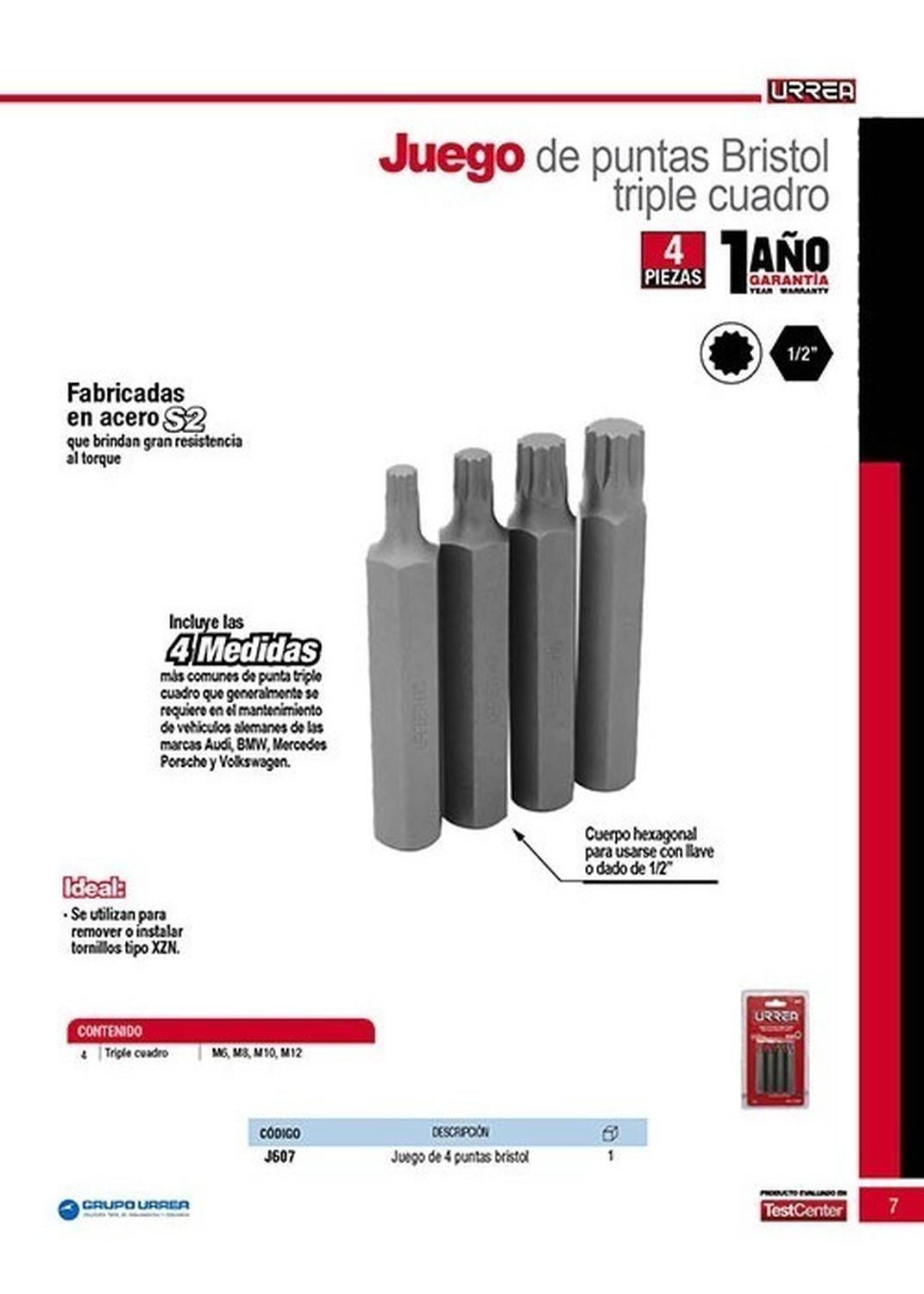 Juego De 4 Puntas Triple Cuadro Hexagonales J607 Urrea