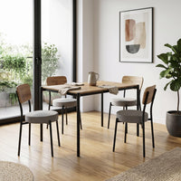 Thumbnail for Juego de Comedor 4 Sillas y Mesa Rectangular Madera Metal