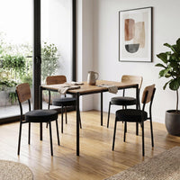 Thumbnail for Juego de Comedor 4 Sillas y Mesa Rectangular Madera Metal