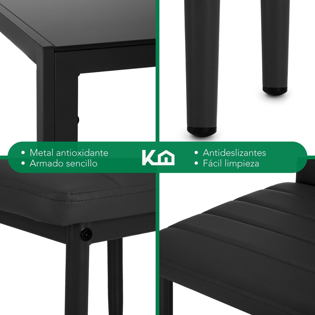 Juego De Comedor 6 Sillas y Mesa De Vidrio Templado Moderno