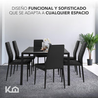 Thumbnail for Juego De Comedor 6 Sillas y Mesa De Vidrio Templado Moderno
