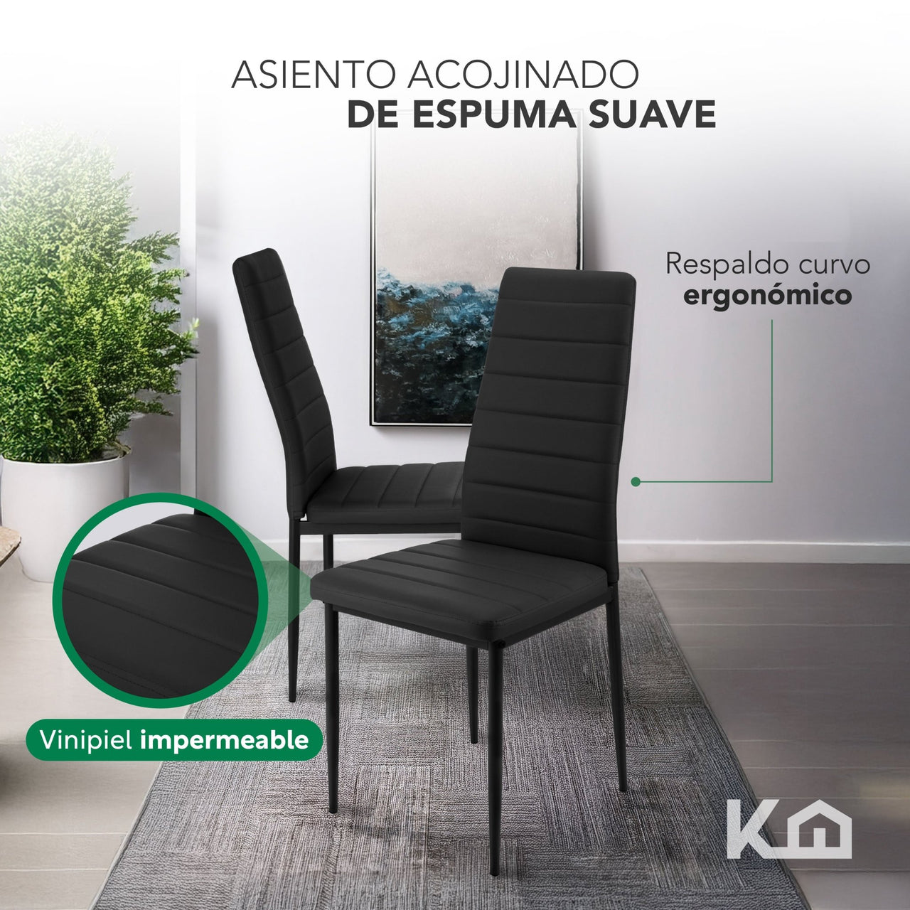 Juego De Comedor 6 Sillas y Mesa De Vidrio Templado Moderno