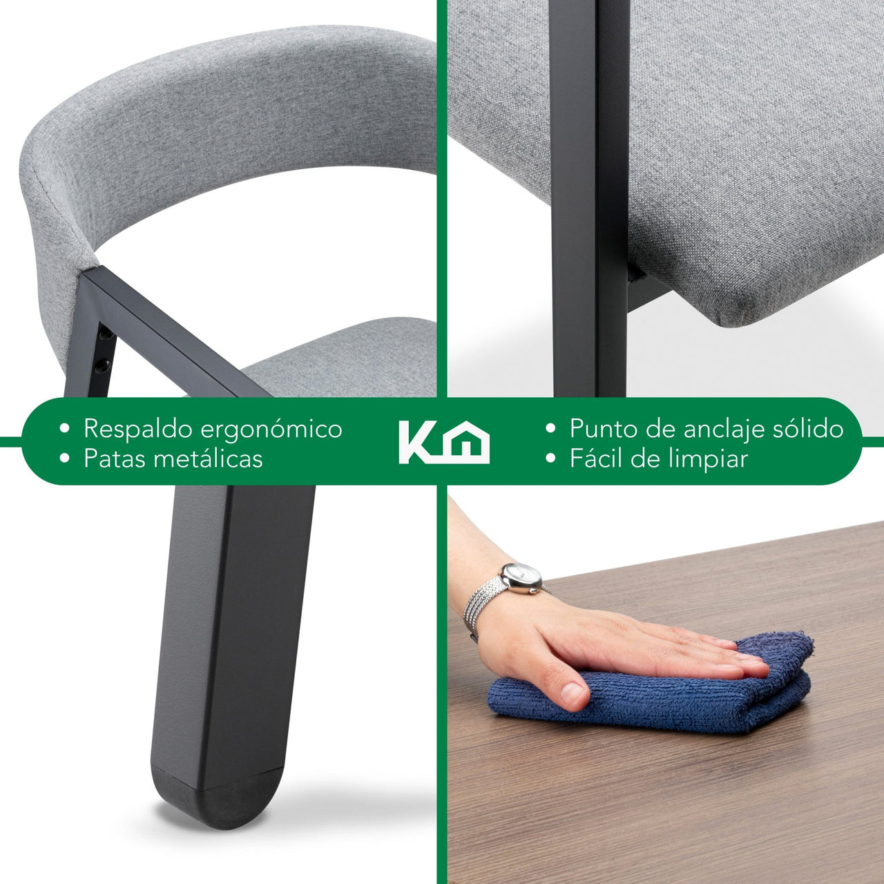 Juego de Comedor 6 Sillas y Mesa Rectangular Madera Metal