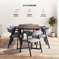 Thumbnail for Juego de Comedor 6 Sillas y Mesa Rectangular Madera Metal