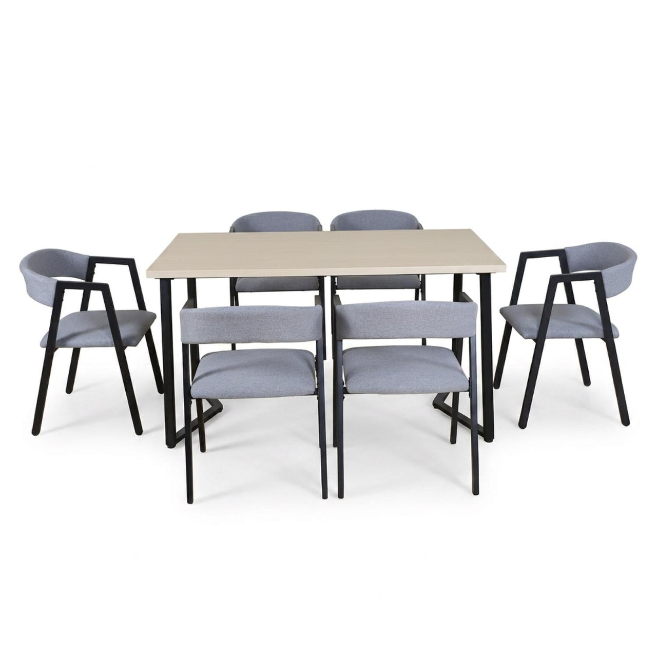 Juego de Comedor 6 Sillas y Mesa Rectangular Madera Metal