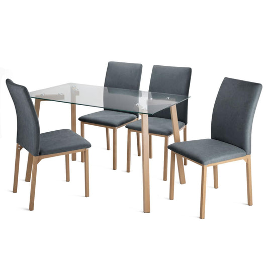 Juego De Comedor Con 4 Sillas Tapizadas Estilo CompactoDNGTA4-GRI