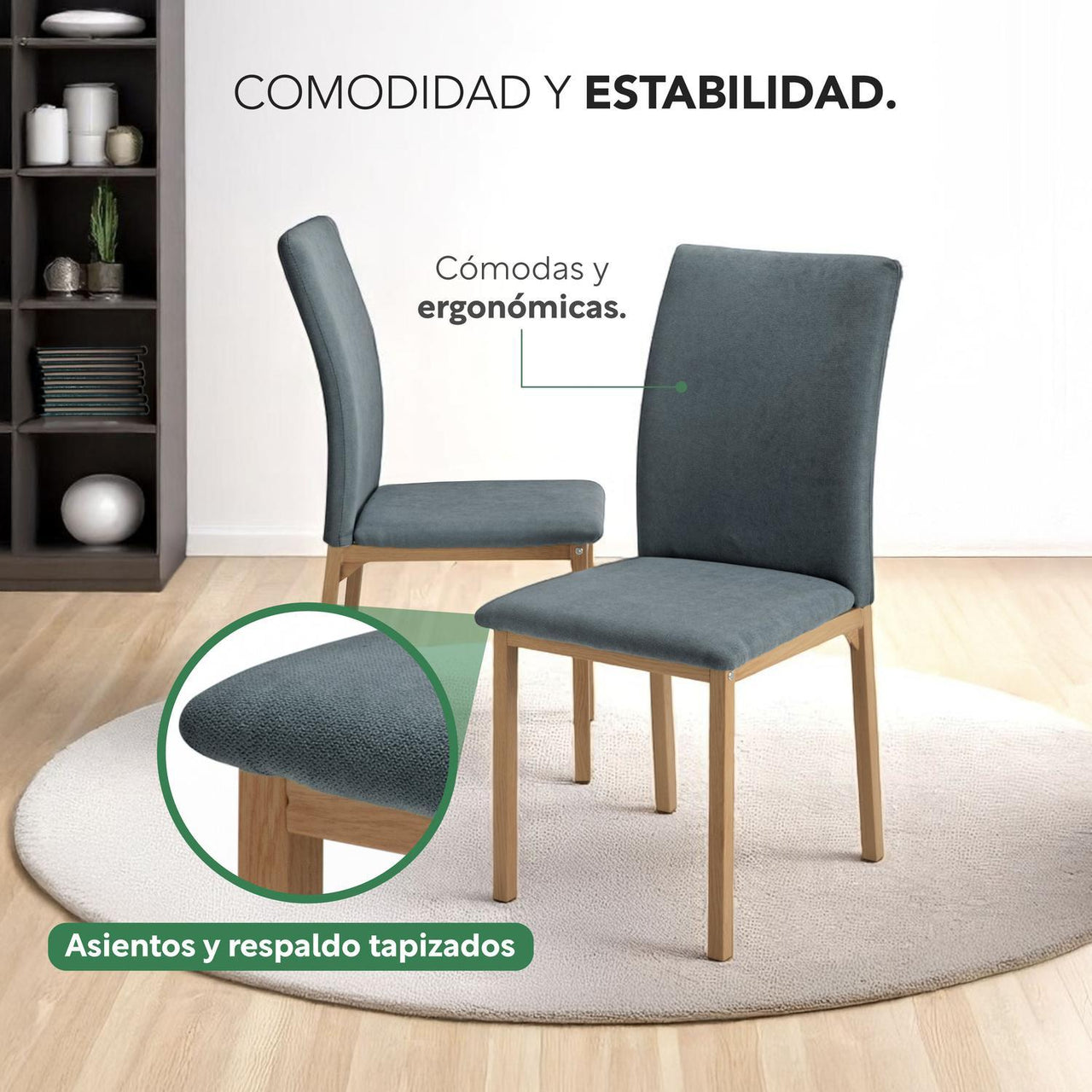 Juego De Comedor Con 4 Sillas Tapizadas Estilo Compacto