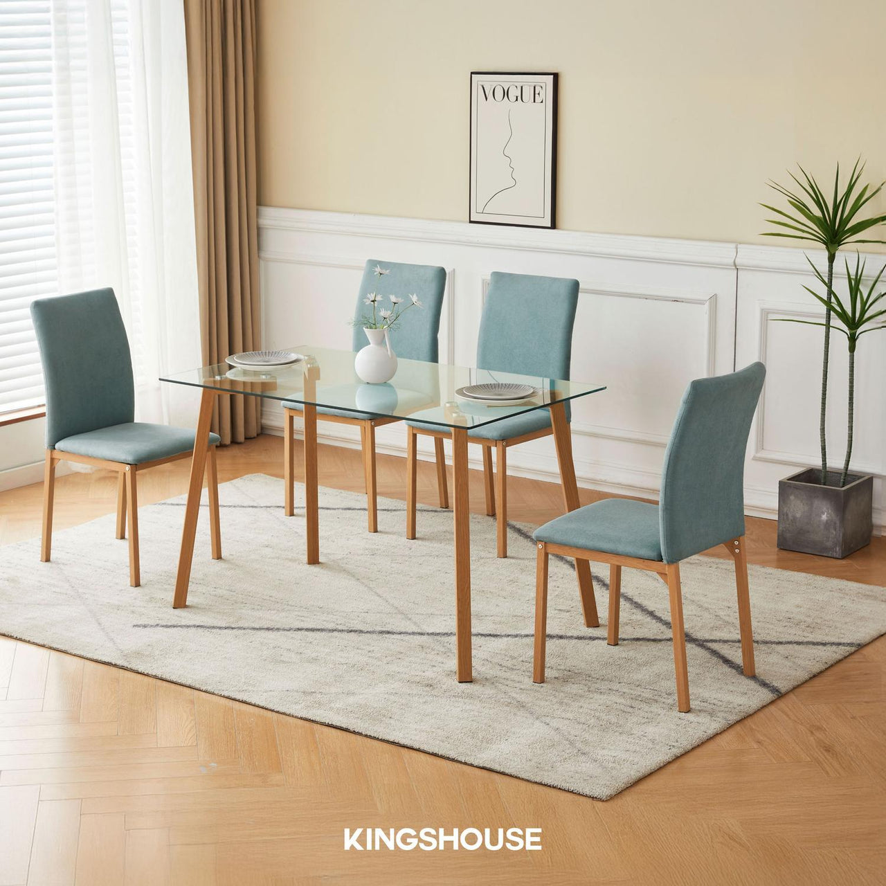 Juego De Comedor Con 4 Sillas Tapizadas Estilo Compacto