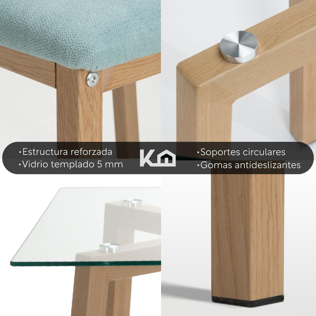 Juego De Comedor Con 4 Sillas Tapizadas Estilo Compacto