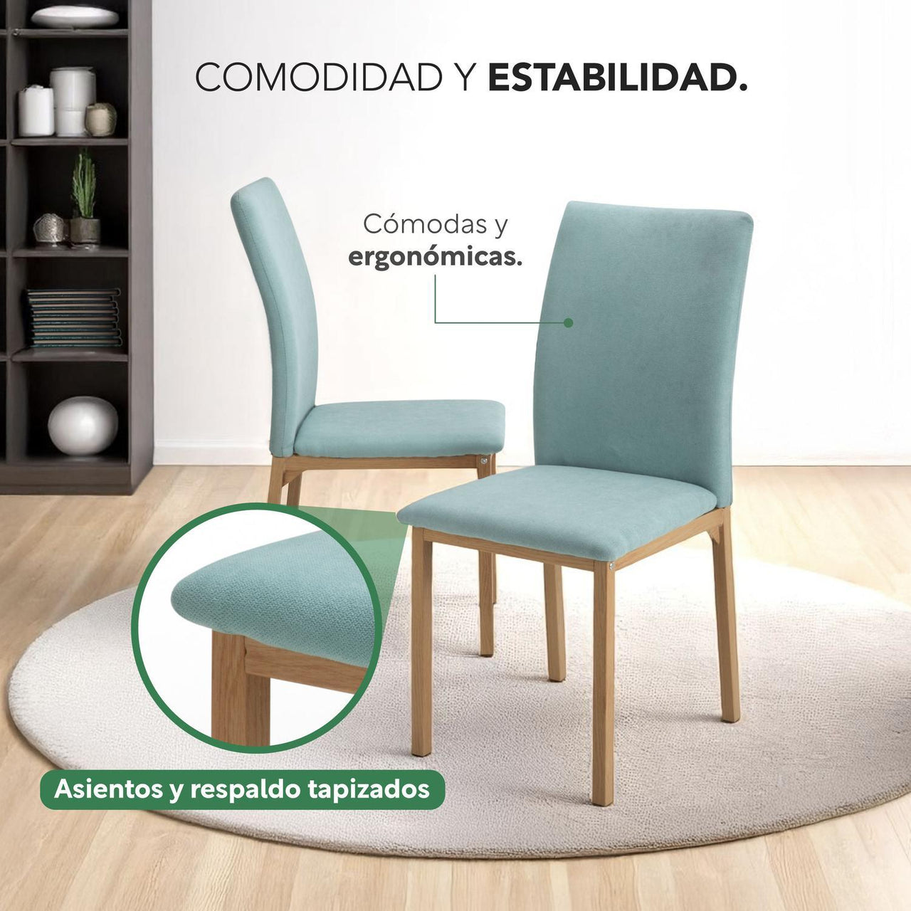 Juego De Comedor Con 4 Sillas Tapizadas Estilo Compacto