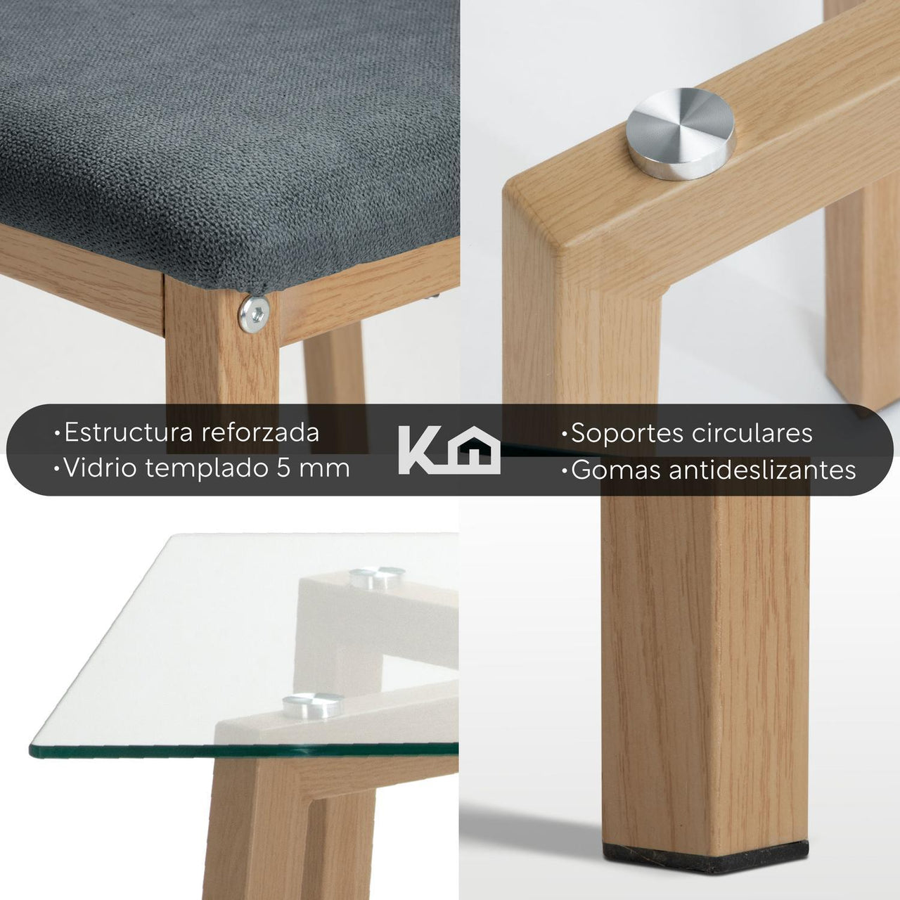 Juego De Comedor Con 4 Sillas Tapizadas Estilo Compacto