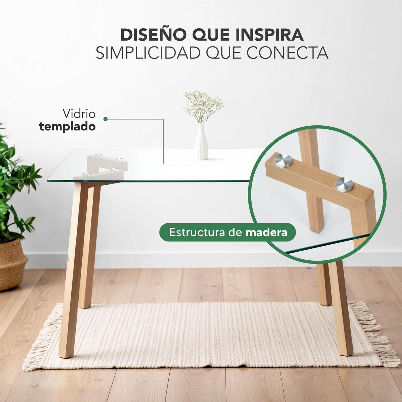 Juego De Comedor Con 4 Sillas Tapizadas Estilo Compacto