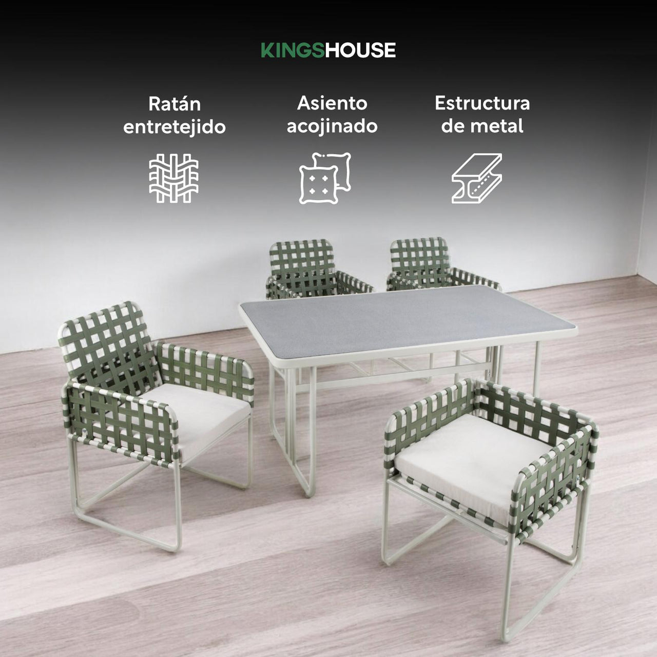 Juego De Comedor Sillas Mesa Para Jardín Rattan Sunset 5 Pzs