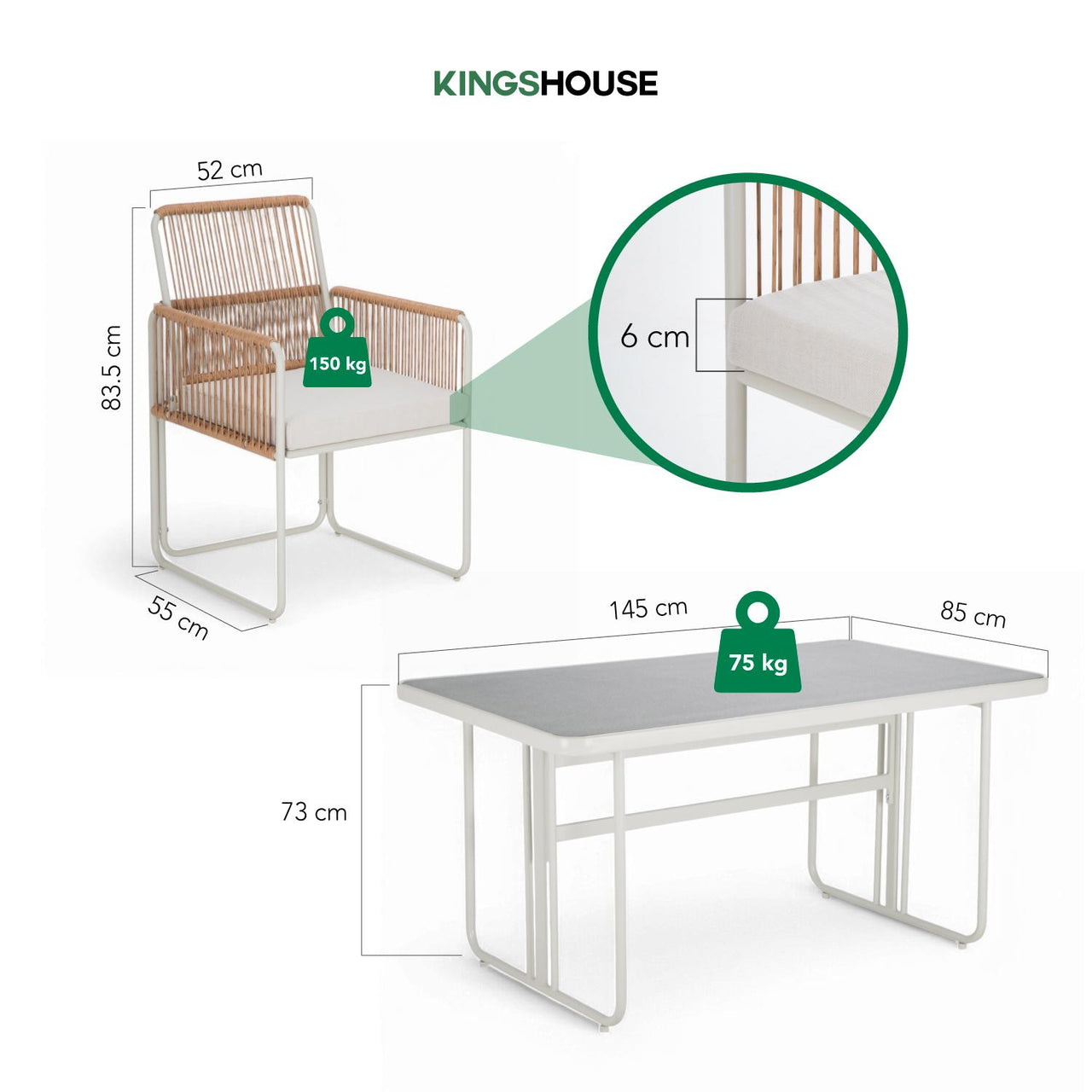 Juego De Comedor Sillas Mesa Para Jardín Rattan Sunset 5 Pzs