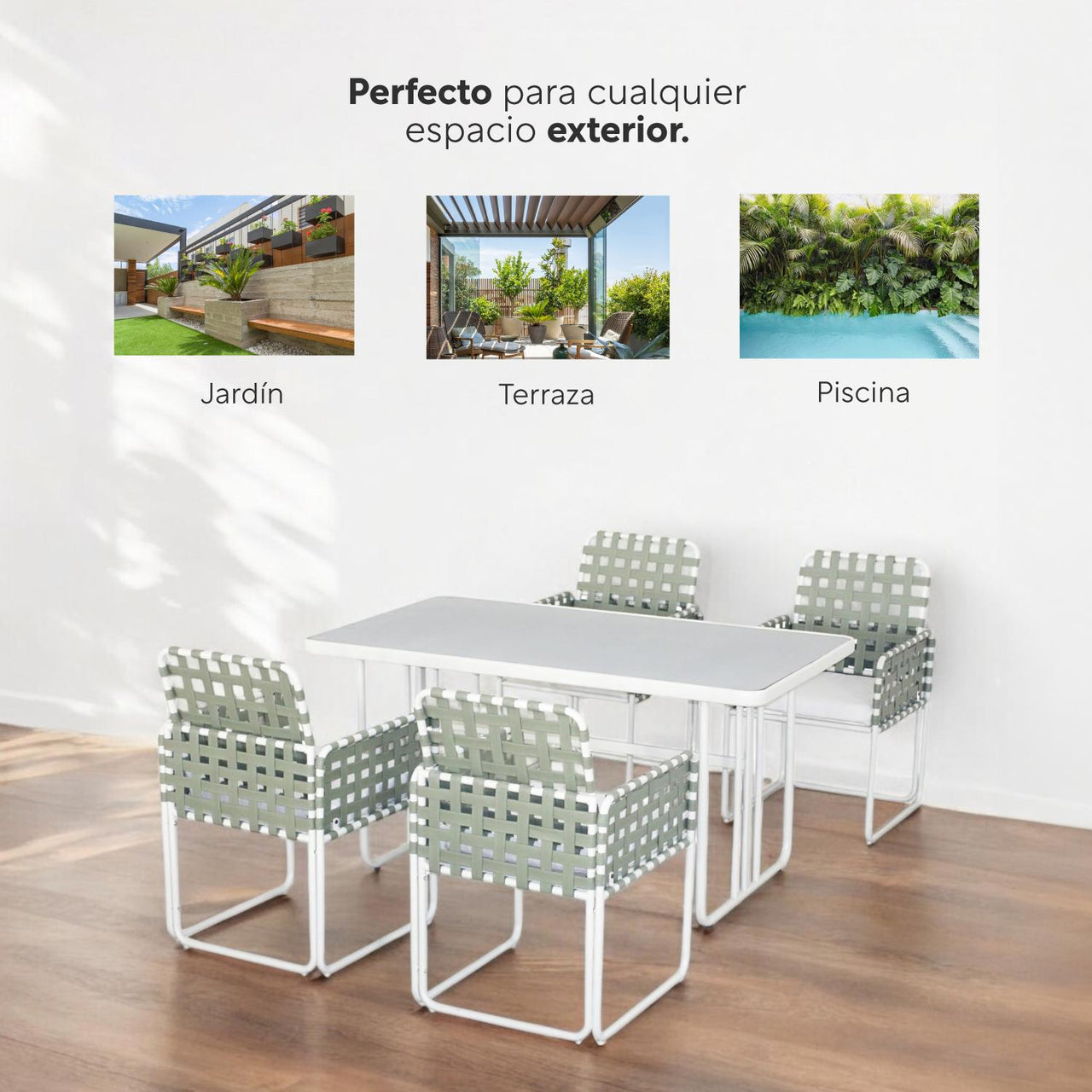 Juego De Comedor Sillas Mesa Para Jardín Rattan Sunset 5 Pzs