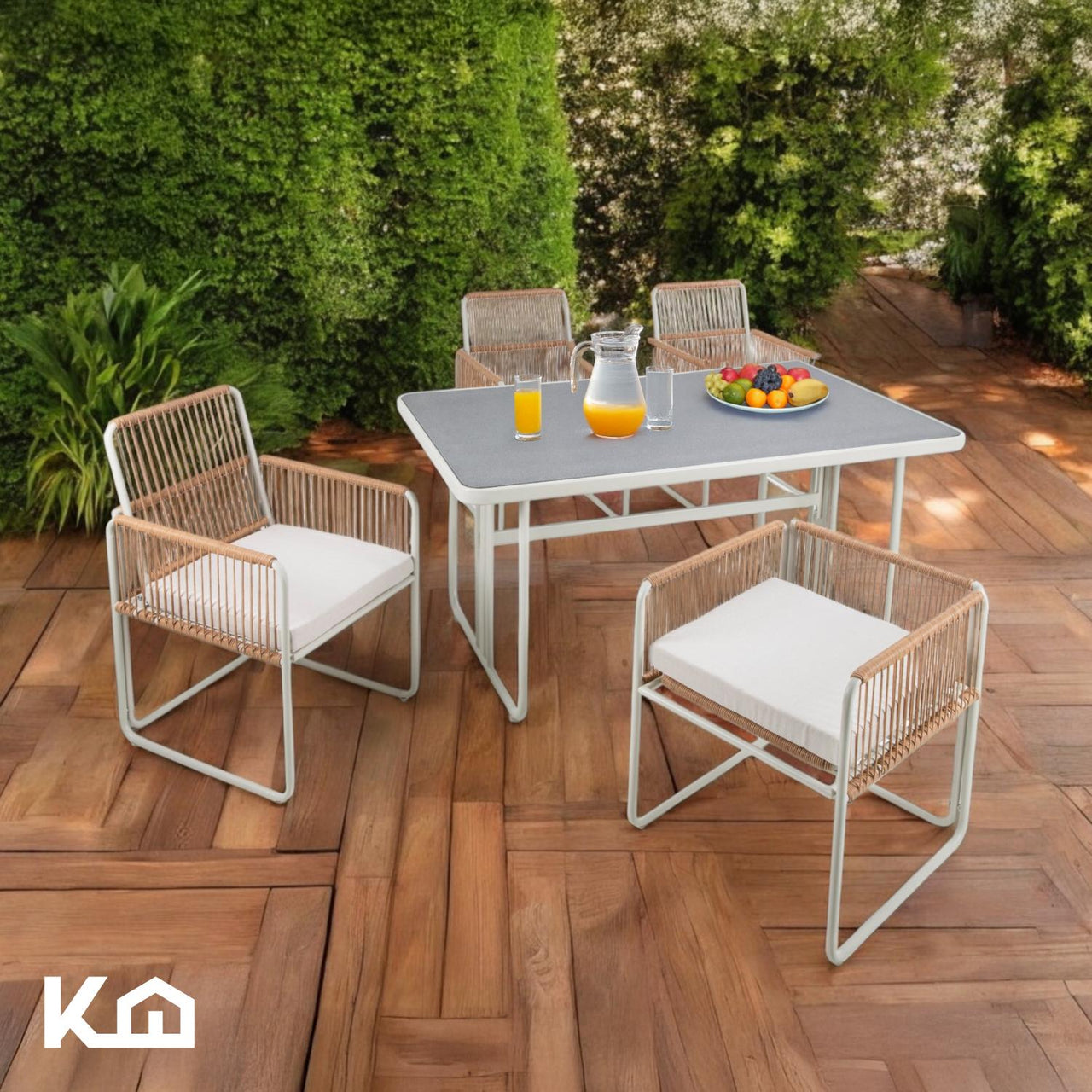 Juego De Comedor Sillas Mesa Para Jardín Rattan Sunset 5 Pzs