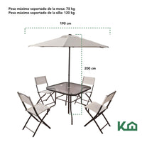 Thumbnail for Juego De Jardin 6 Piezas Sillas Exterior Mesa Con Sombrilla