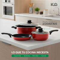 Thumbnail for Juego de Ollas, Sartenes, Comal y Utensilios Cocina 16 Pzas