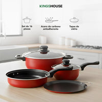 Thumbnail for Juego de Ollas, Sartenes, Comal y Utensilios Cocina 16 Pzas