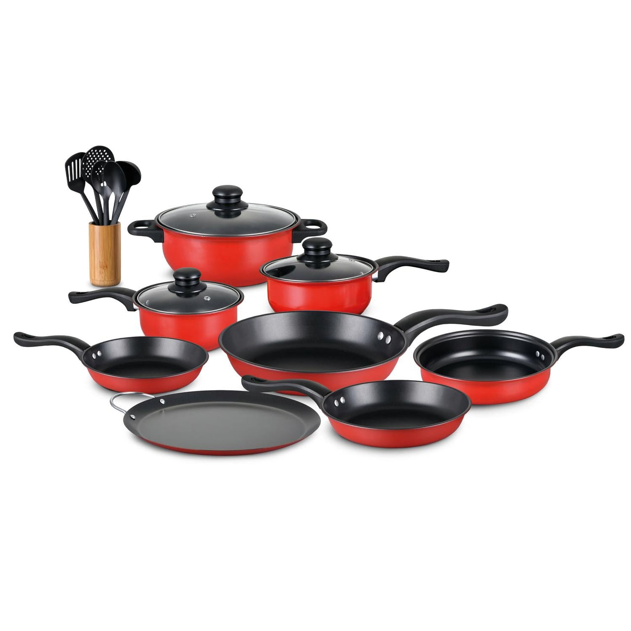 Juego de Ollas, Sartenes y Utensilios de Cocina 16 Pzas