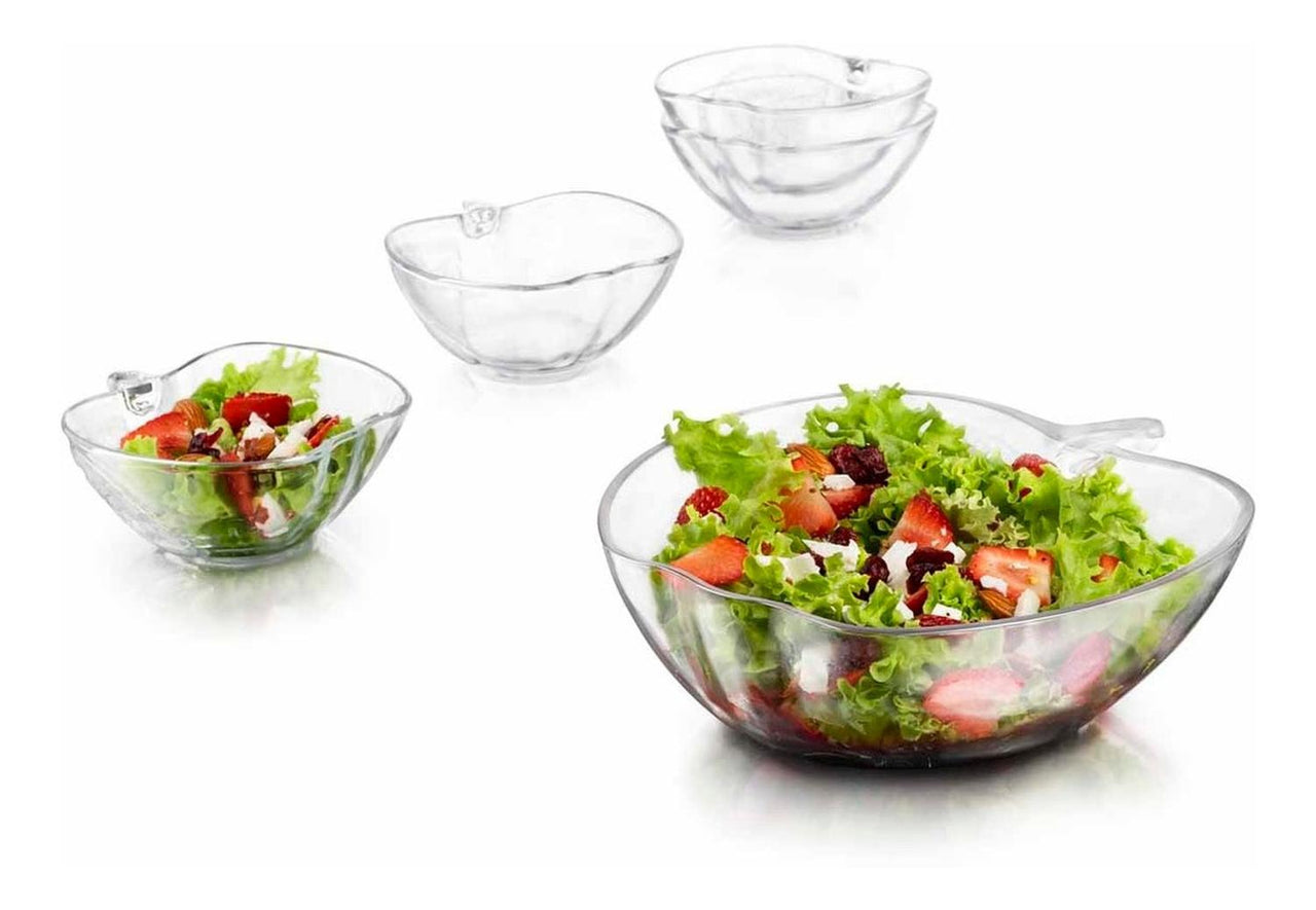 Juego Platon Tazon Ensaladera Bowl 5 Pzs Forma Manzana Crisa