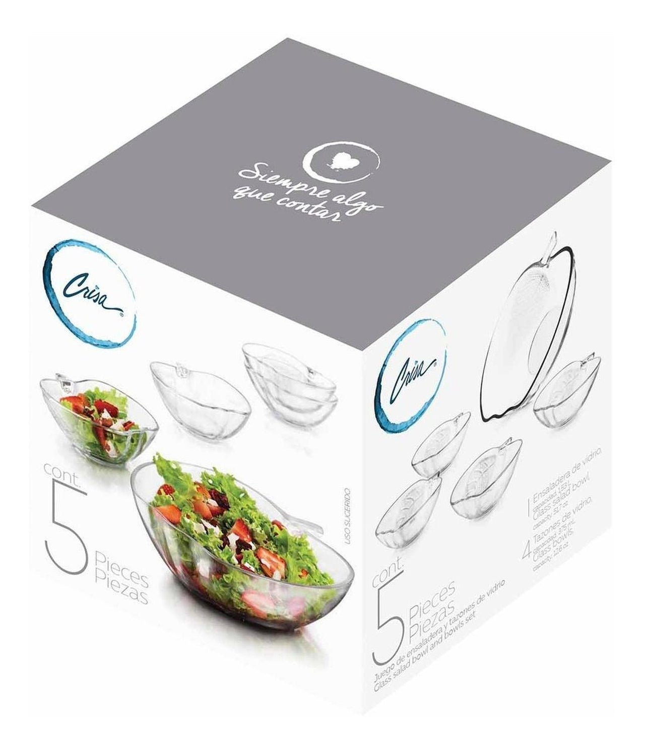 Juego Platon Tazon Ensaladera Bowl 5 Pzs Forma Manzana Crisa