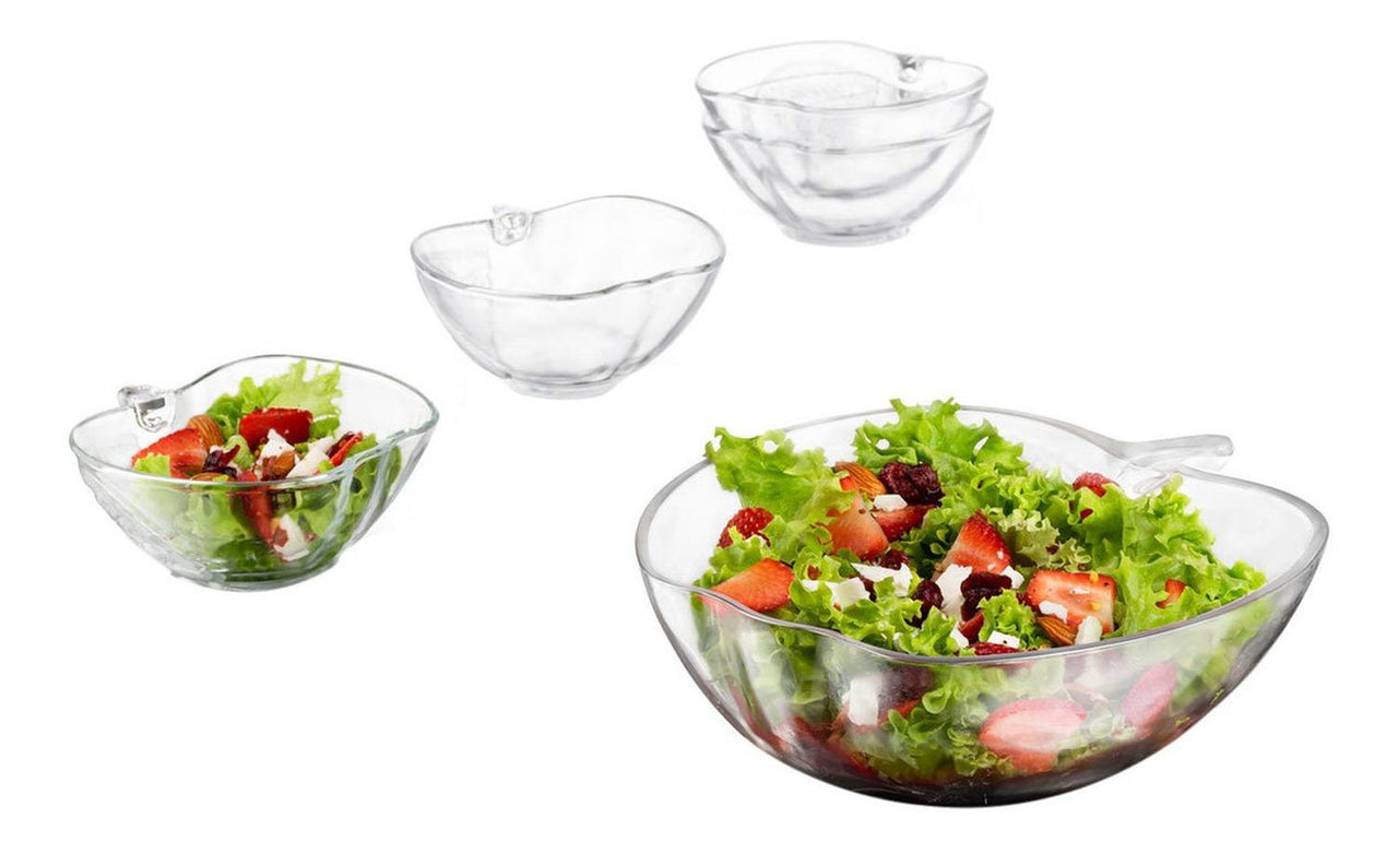 Juego Platon Tazon Ensaladera Bowl 5 Pzs Forma Manzana Crisa