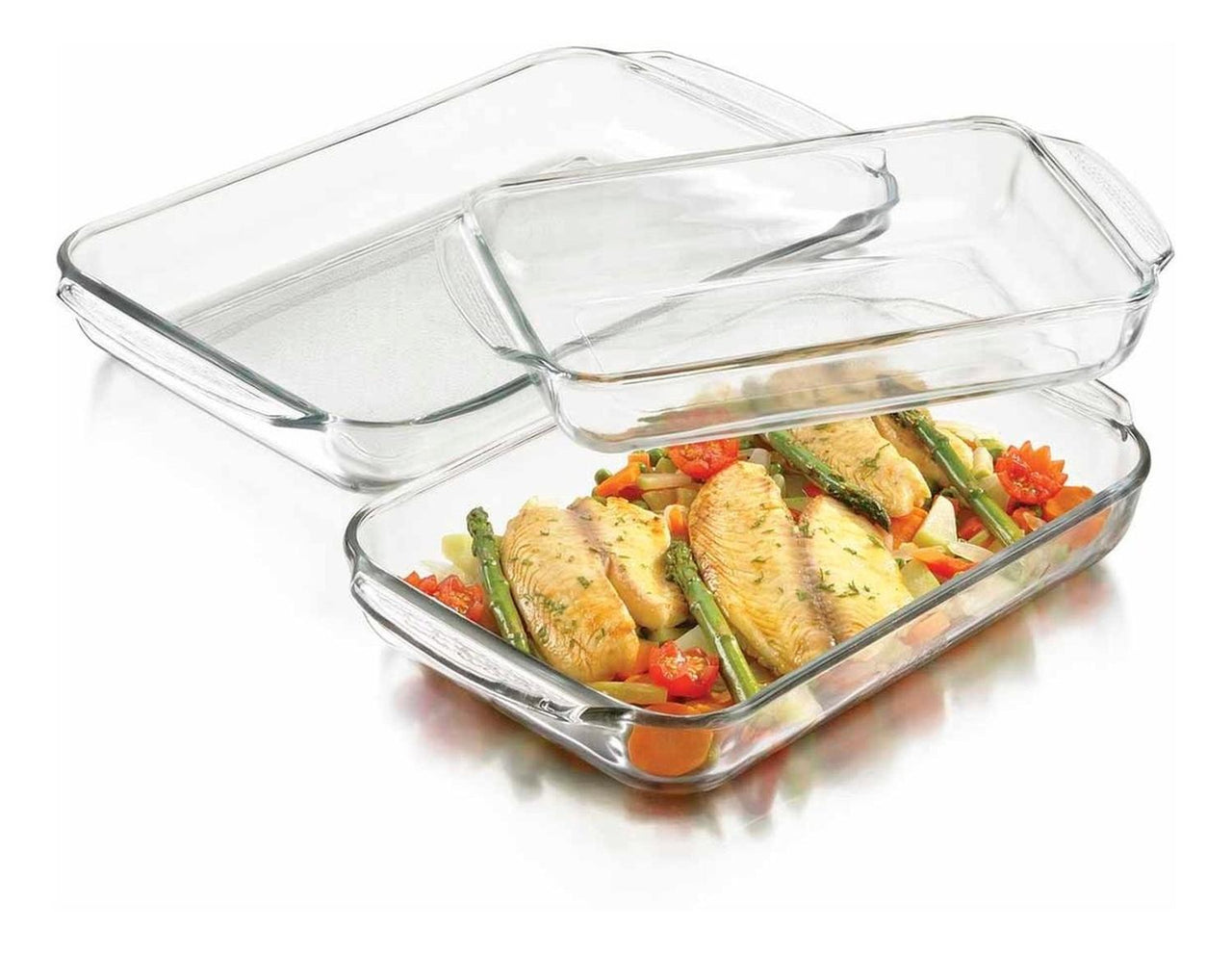 Juego Refractarios Bandejas Vidrio 3 Pzas De Horno Pyrorey