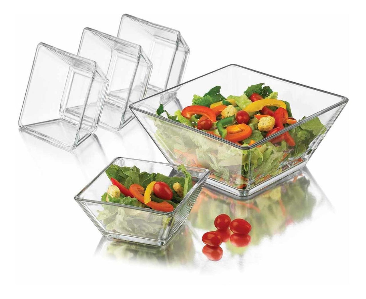 Juego Tazon Platon Bowl Ensaladera Tempo Vidrio 5 Pzs Libbey