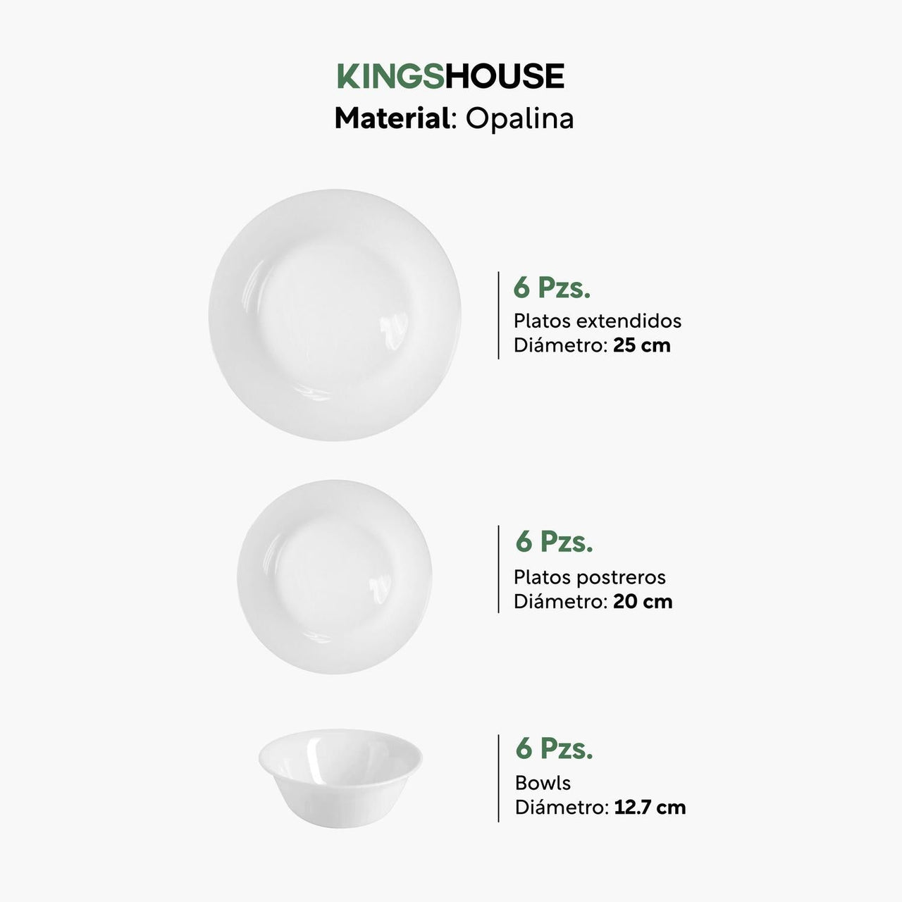 Juego Vajilla de Opalina Moderna 25 Piezas 6 personas