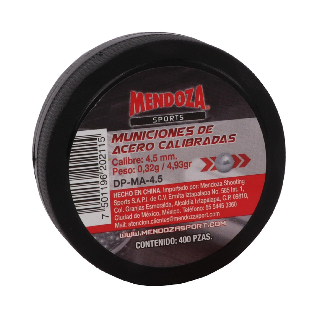 Kit 5 Municion Calibrada De Acero DP-MA-4.5 Mendoza 400 Pzs