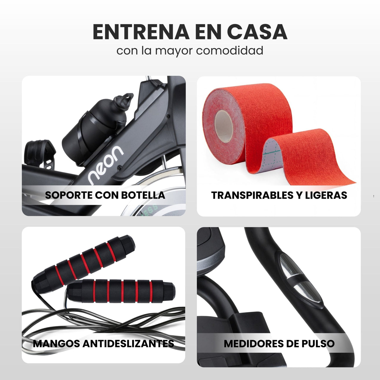 Kit Bicicleta Spinning + Cuerdas Saltar + Cintas Deportivas