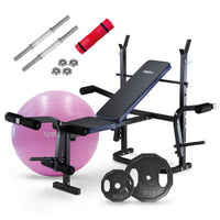 Thumbnail for Kit Ejercicio en Casa Banco Mancuernas Pelota Yoga Discos
