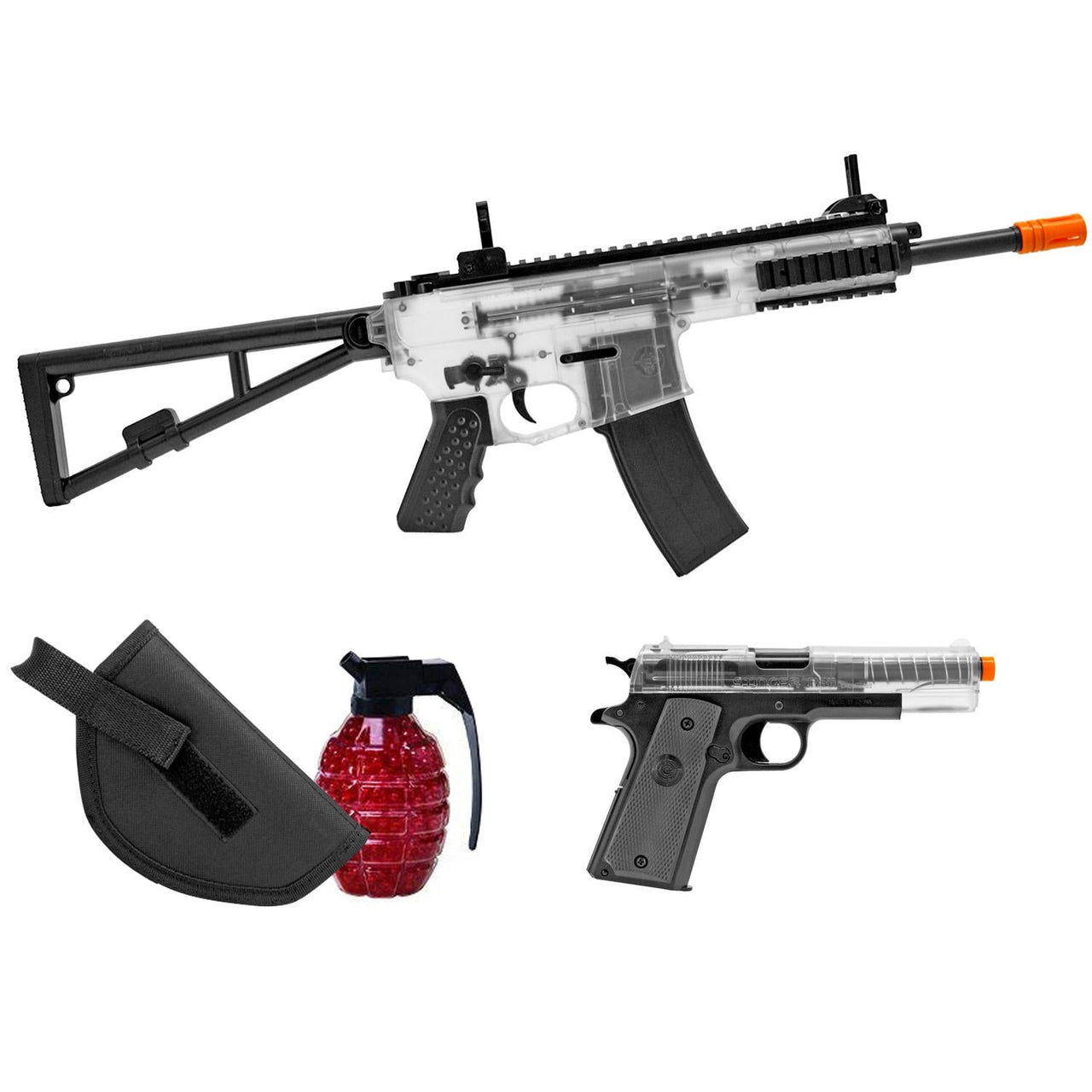 Kit Rifle Aire Comprimido Pistola Airsoft Transparente Elite