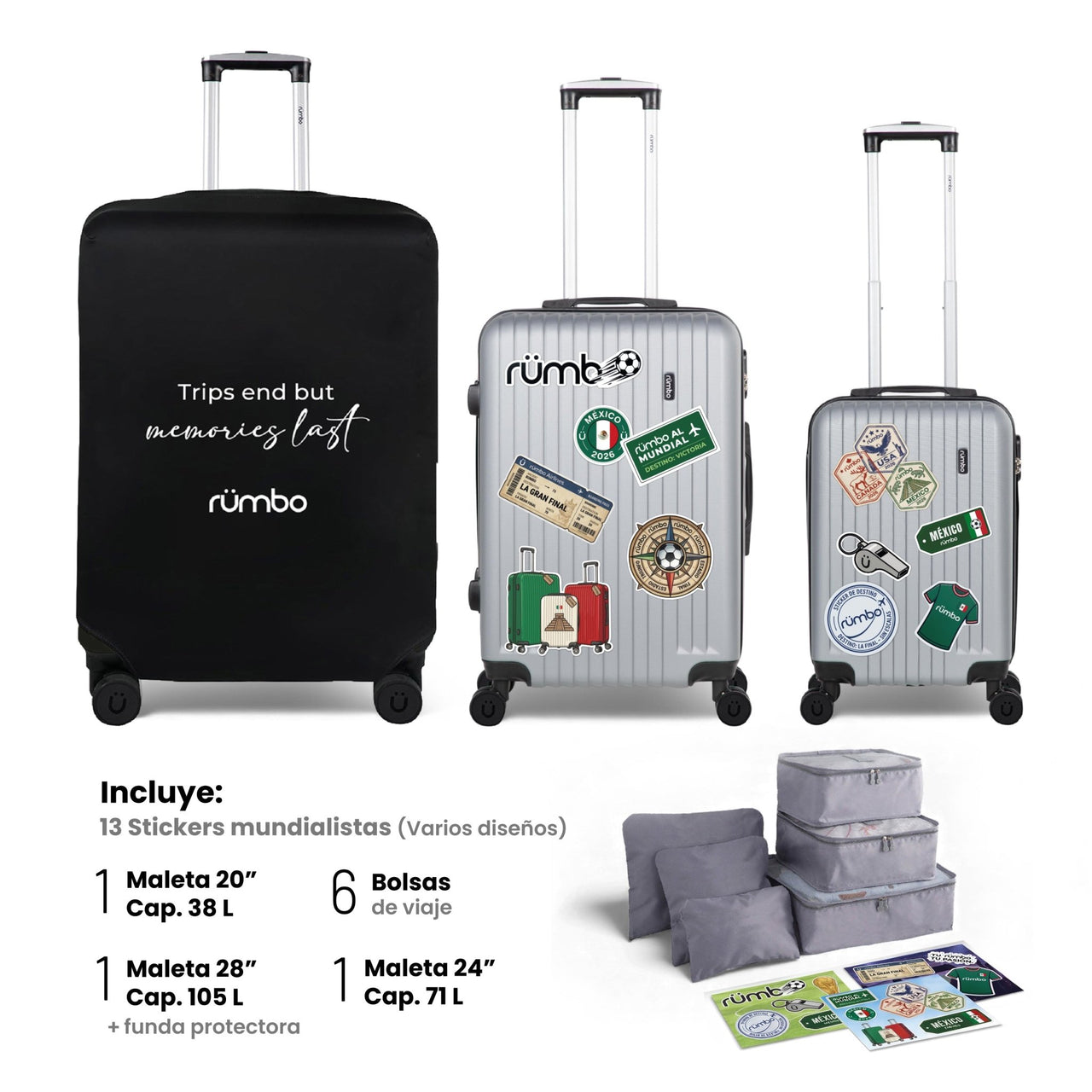 Maletas de Viaje 20”, 24” y 28” con Stickers