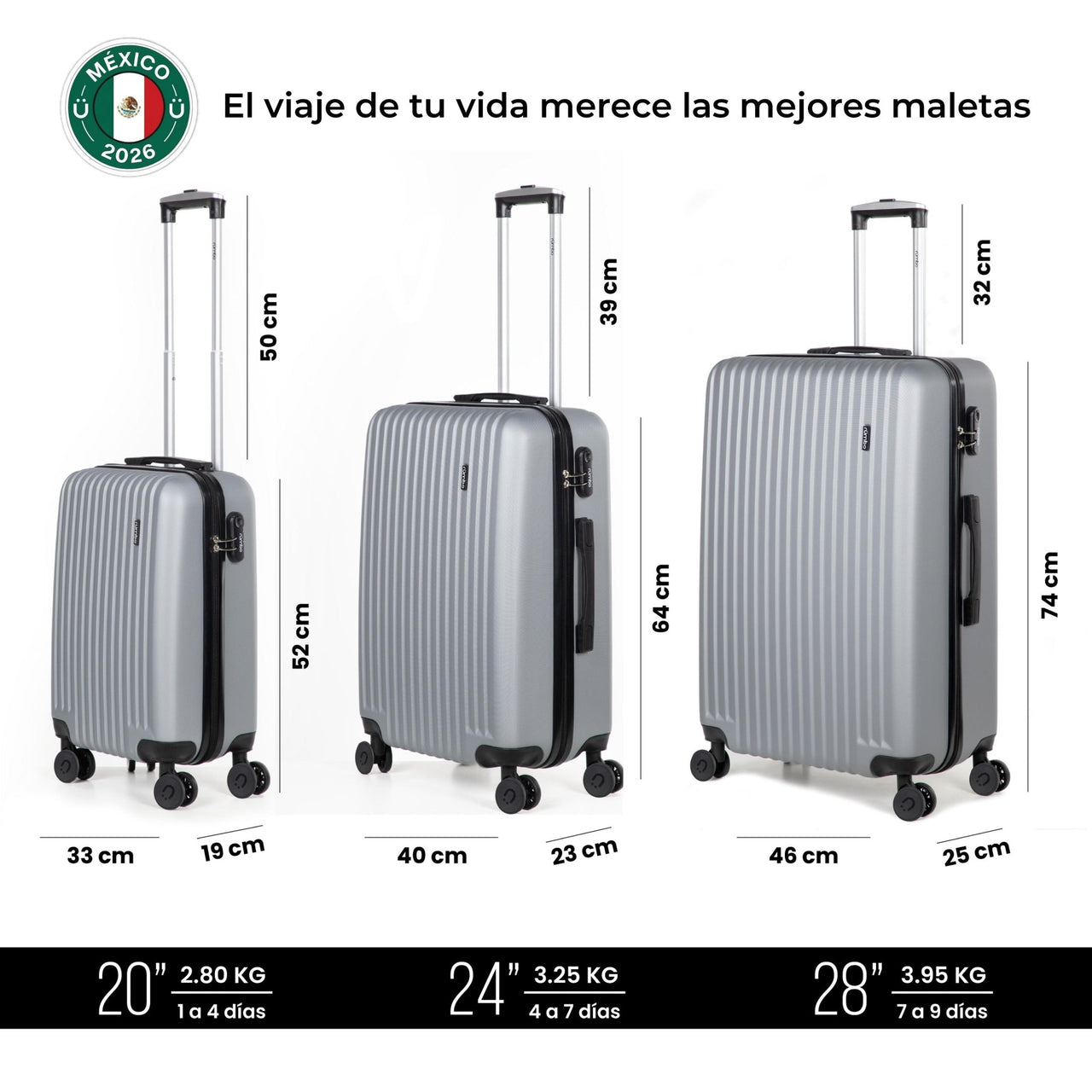 Maletas de Viaje 20”, 24” y 28” con Stickers
