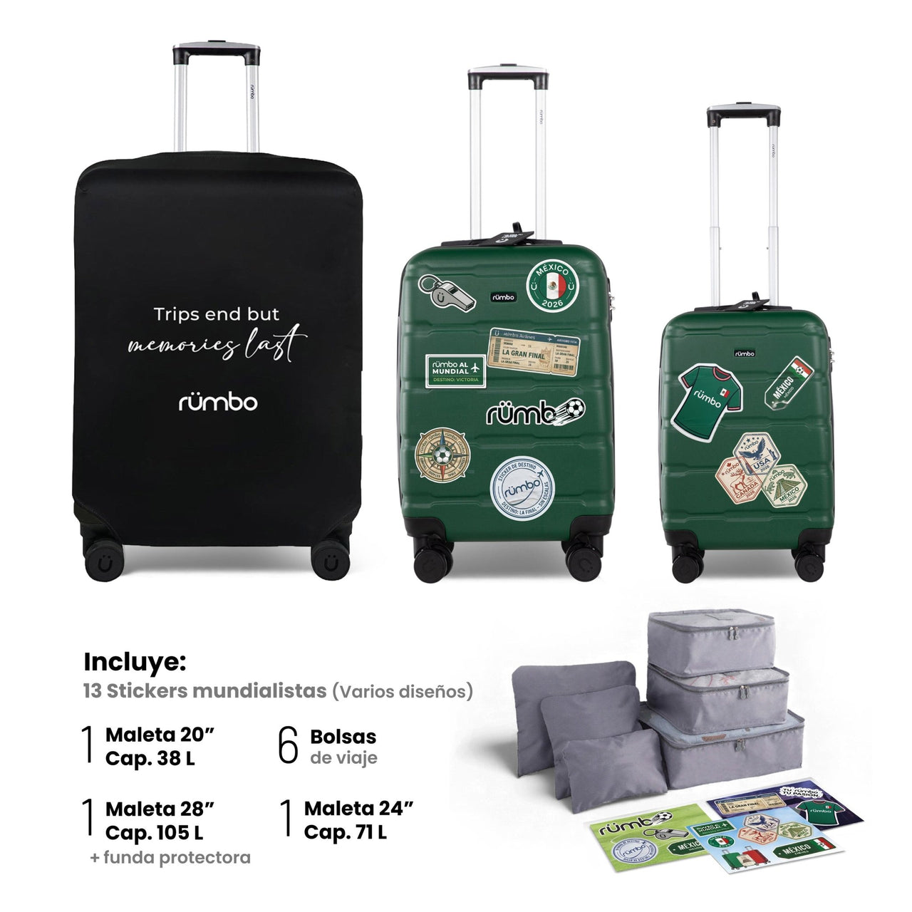 Maletas de Viaje 20”, 24” y 28” con Stickers Futbol