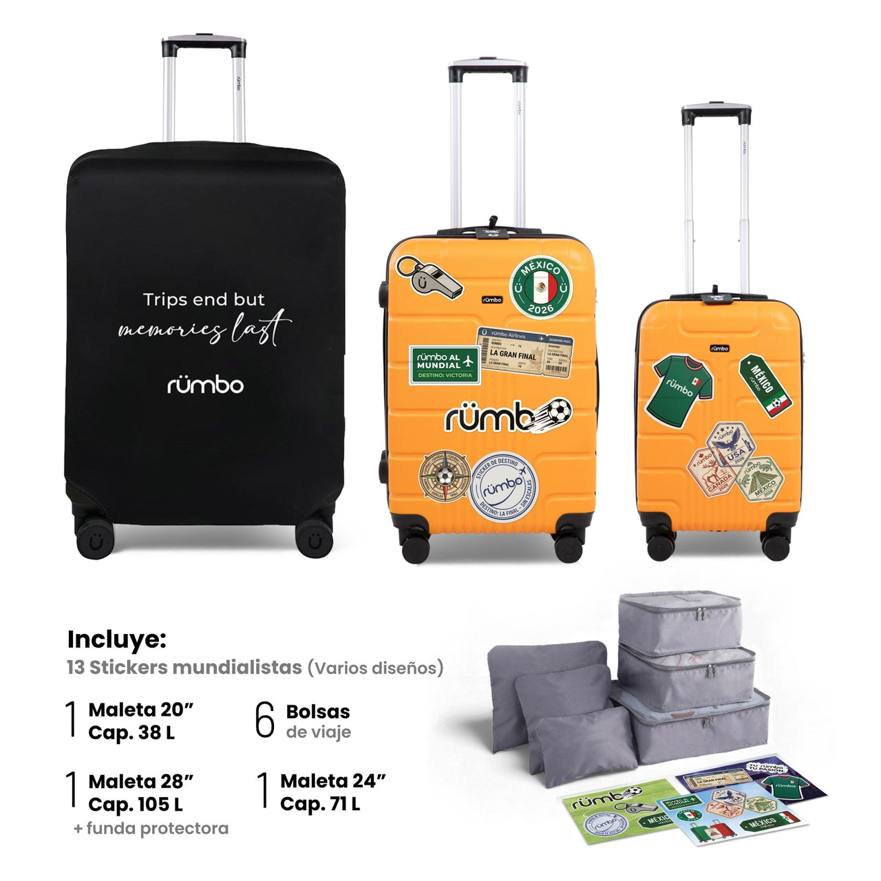 Maletas de Viaje 20”, 24” y 28” con Stickers Futbol